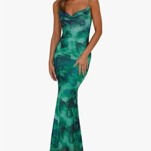 Elegant Green Floral Maxi Dress